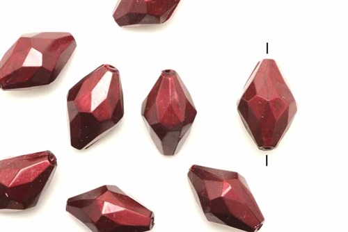 Bead, German Acrylic, Vintage, 20MM, Bicone, Burgundy