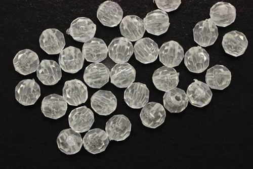 Bead, German Acrylic, Vintage, 8MM, Faceted Round, Crystal