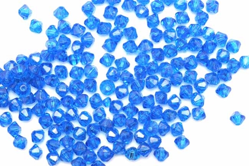 Bead, German Acrylic, Vintage, 4MM, Bicone, Blue