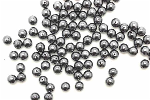 Bead, German Acrylic, Vintage, 5MM, Round, Gun Metal Gray