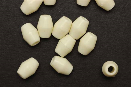 Bead, German Acrylic, Vintage, 12MM, Tube, Linen White