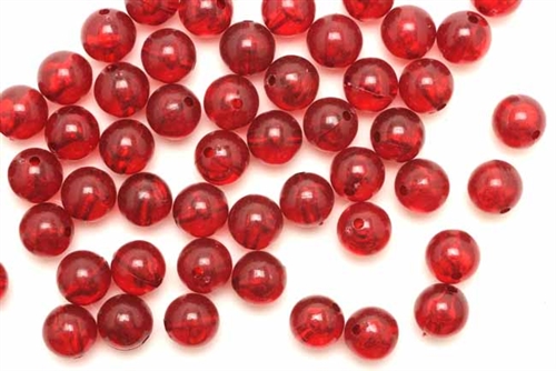 Bead, German Acrylic, Vintage, 8MM, Round, Ruby