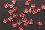 Bead, Vintage, German Acrylic, 8MM, Faceted, Coin, Pink