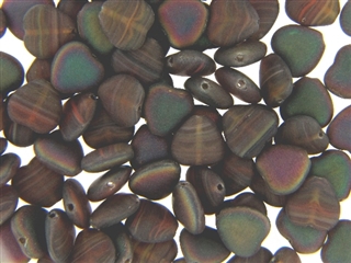 Czech Heart Beads / 10MM Matte Brown Green Iris