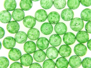 Vintage Czech Picasso Finish Beads / Round 10MM Green