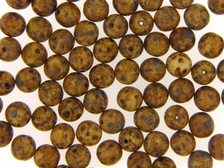 Vintage Czech Picasso Finish Beads / Round 8MM Brown