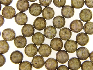Czech Picasso Finish Beads / Round 10MM Brown Gold