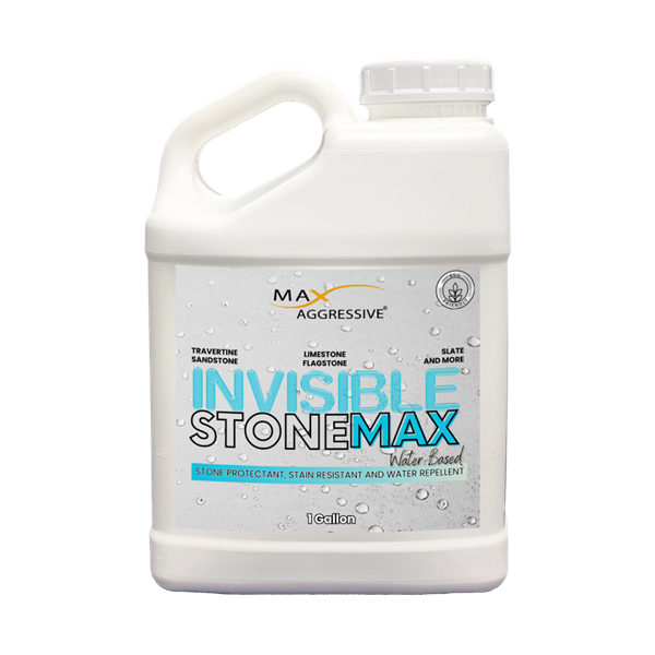 "Invisible StoneMax Water-Based Sealer for natural stone and concrete protection"