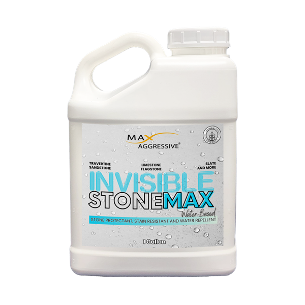"Invisible StoneMax Water-Based Sealer for natural stone and concrete protection"