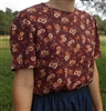 Ladies Blouse Slip-on Brown Floral rayon size 16
