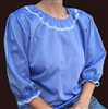 Ladies Peasant Blouse Blue Oxford cotton with lace size XL 18 20