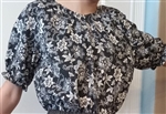 Ladies Peasant Blouse Black Floral cotton size S 6 8 P