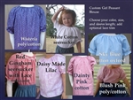 Girl Peasant Blouse in Many Fabric Choices all sizes
