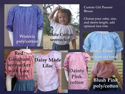 Girl Peasant Blouse in Many Fabric Choices all sizes