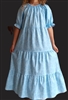 Girl Tiered Dress Blue Poppies cotton floral size 8 X-long