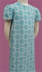 Girl Loungewear Knit Dress Turquoise & White cotton size 4 X-long