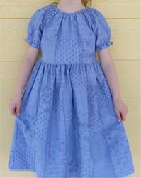 Girl Peasant Dress Chambray Patchwork size 4 X-long