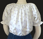 Girl Peasant Blouse Viola White floral Cotton size 12