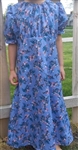 Girl Regency Dress Periwinkle Blue Floral cotton size M 7 8