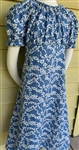 Girl Regency Dress Blue floral cotton size M 7 8 X-long