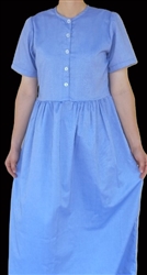 Ladies Classic Dress Solid Blue Oxford cotton size 8