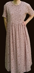 Ladies Everyday Dress in Tan Floral Rayon size M 10 12 Petite