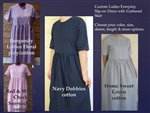 Ladies Everyday Dress with Gathered Skirt in Plaids or Prints all sizes