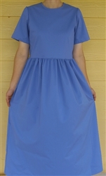 Ladies Dress Slip-on solid blue poly/cotton stretch size 8