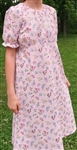 Girl Regency Dress Serene Pink floral cotton size L 10 12 X-long