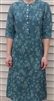 Ladies Classic Dress Teal Jacquard floral cotton size 10
