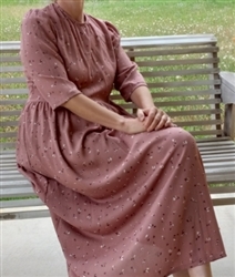 Ladies Classic Zipper Dress Mauve floral rayon size XL 18 20