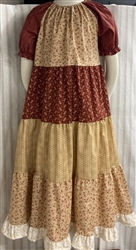 Girl Tiered Dress Brown cotton floral size 8 X-long