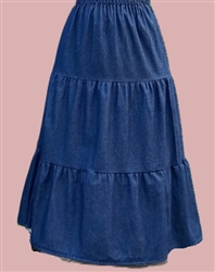 Girl Tiered Skirt Navy Blue Denim size L 12 14 X-long