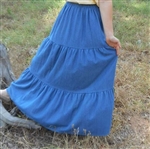 Girl Tiered Skirt Light Blue Denim size L 12 14 X-long