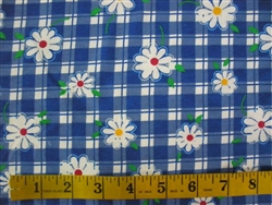 Blue Garden Flowers Cotton Spandex blend Fabric 1/2 yard