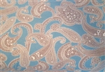 Blue Paisley Cotton spandex Knit Fabric by the yard