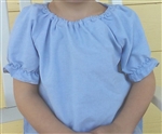 Girl Peasant Blouse Sky Blue Oxford Blue size 10