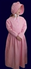 Girl dress & bonnet set for costumes dark pink size 10 Slightly imperfect