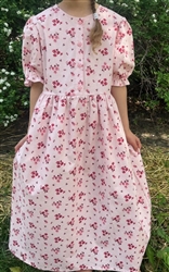 Girl Dress Button Front with Gathered Skirt Pink Floral size 10 Tall