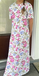 Girl Knit Dress cotton blend Romantic Pink & Blue on White size 10 Tall