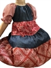 Girl Tiered Dress Western Red, White & Blue Denim  size 3 X-long