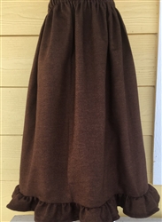 Girl Full Skirt Brown Brushed Flannel cotton with Ruffle size S 5 6 7