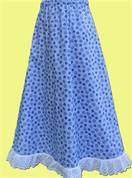 Girl 6 Gore Skirt Blue Floral cotton with Lace Ruffle size S 5 6 7