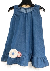 Baby Girl Jumper Peasant Medium blue denim with ruffle size 2