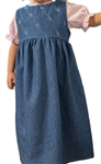 Girl Zipper Jumper with Gathered Skirt Light Blue Denim cotton with custom stitching size 3 X-long
