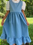 Girl Jumper with Gathered skirt Blue Stripe with ruffle size 7