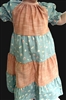 Girl Tiered Dress Teal Floral and Peach cotton size 2 X-long