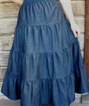 Girl 4 Tiered Skirt Navy Denim size S 6 7