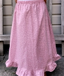 Girl A-line Skirt with Ruffle Dainty Pink Floral cotton size 8 X-long