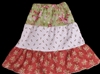 Girl Skirt Tiered Patchwork Roses Pink, Red, Green floral size XST 2/3